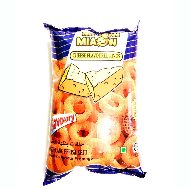 Miaow Miaow MIAOW MIAOW Cheese Flavoured Puffcorn Rings 60g