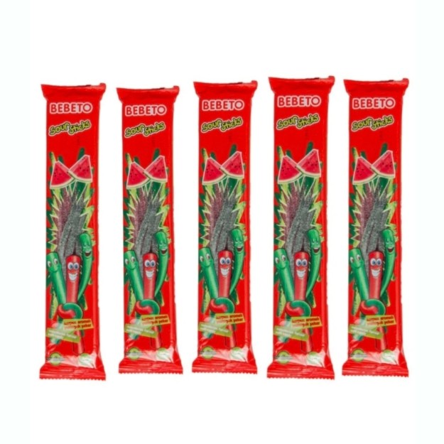 Bebeto <small>Bebeto Candy Sour Sticks Watermelon 35g  Pack of 5</small>