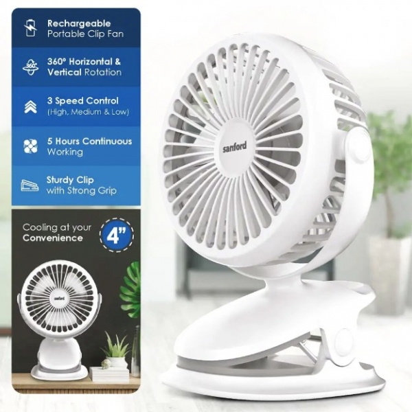 SANFORD SANFORD Fan Rechargeable Clip Style SF6664PCF