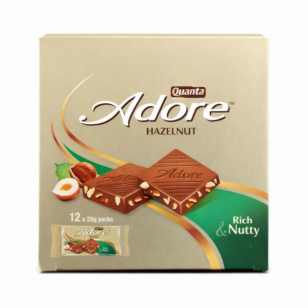 QUANTA Adore Hazelnut Rich&nutty Chocolate box 12×25gm