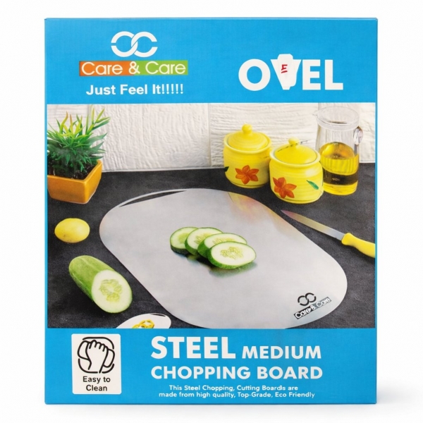 CARE & CARE  Ovel Steel Medium Chopping Board