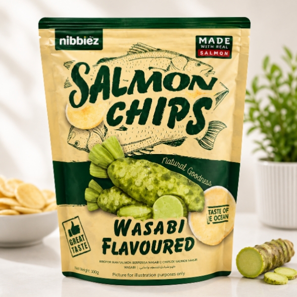 Nibbiez Salmon Chips Wasabi 300gm